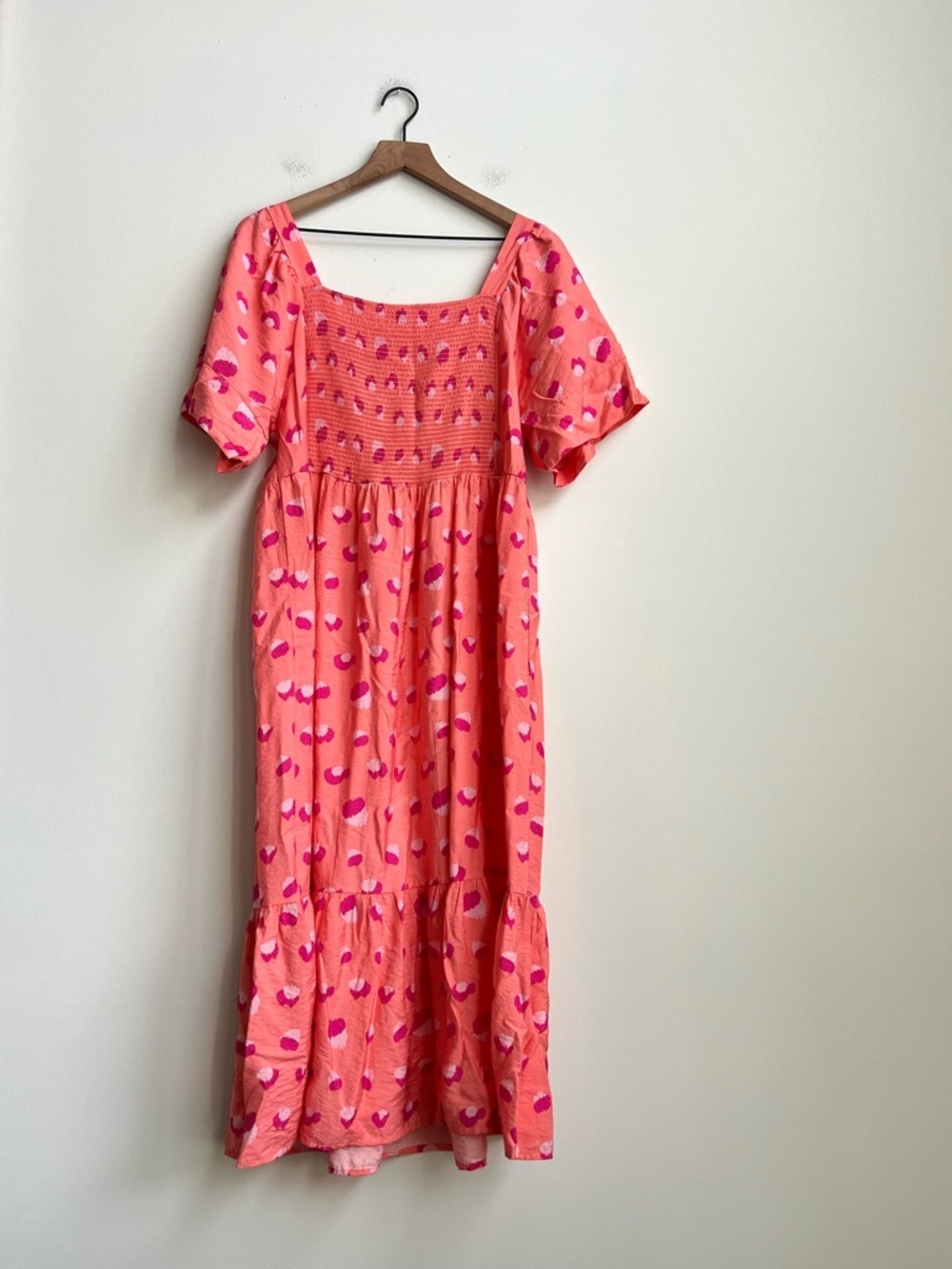 Michelle Mcdowell Daphne Dress Size Large Rough Runner Coral Midi Tiered Preppy - Picture 11 of 16